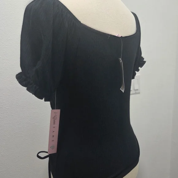 Crave Fame Black Ruched Blouse - Picture 2 of 4